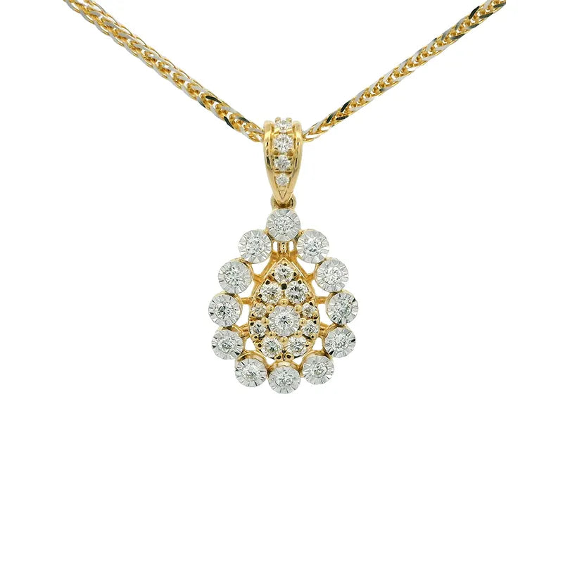 Elegant Gold Diamond Pendant Set - Pear shaped
