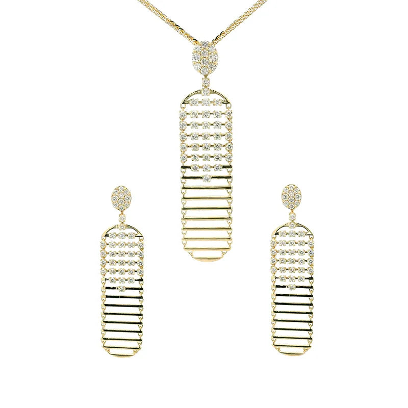 Elegant Gold Diamond Pendant Set