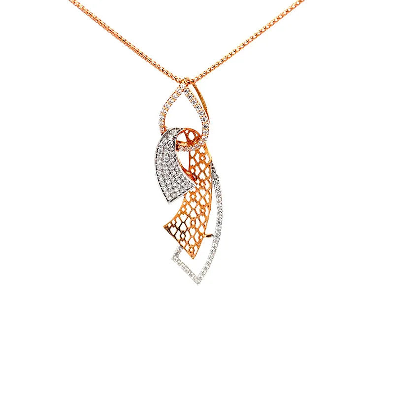 Elegant 18K Rose Gold Pendant Set with Sparkling Cubic Zirconia for Everyday Glamour