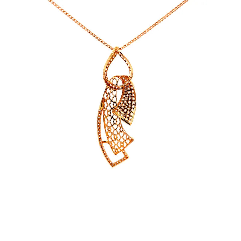 Elegant 18K Rose Gold Pendant Set with Sparkling Cubic Zirconia for Everyday Glamour