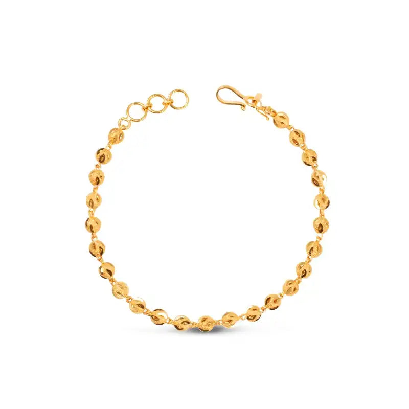 Elegant 22K Yellow Gold Beaded Bracelet for Women 6.75 Inch