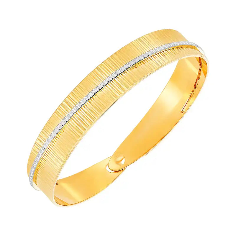 Elegant 22K Two-Toned Yellow Gold Spiral Bangle for Women