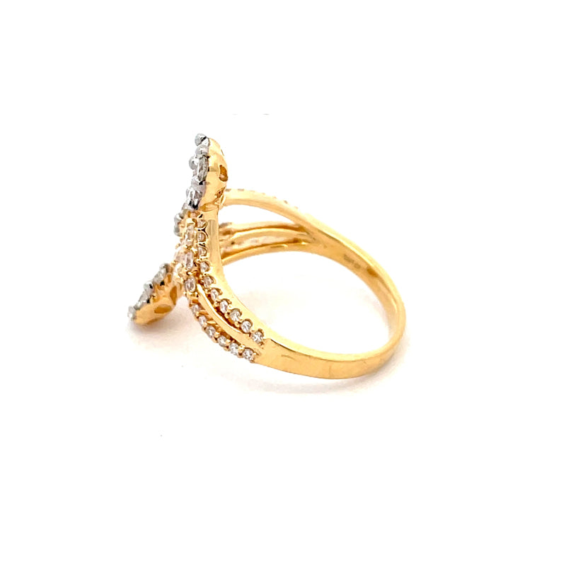18K Yellow Gold Diamond Ladies Ring - Size 6.0