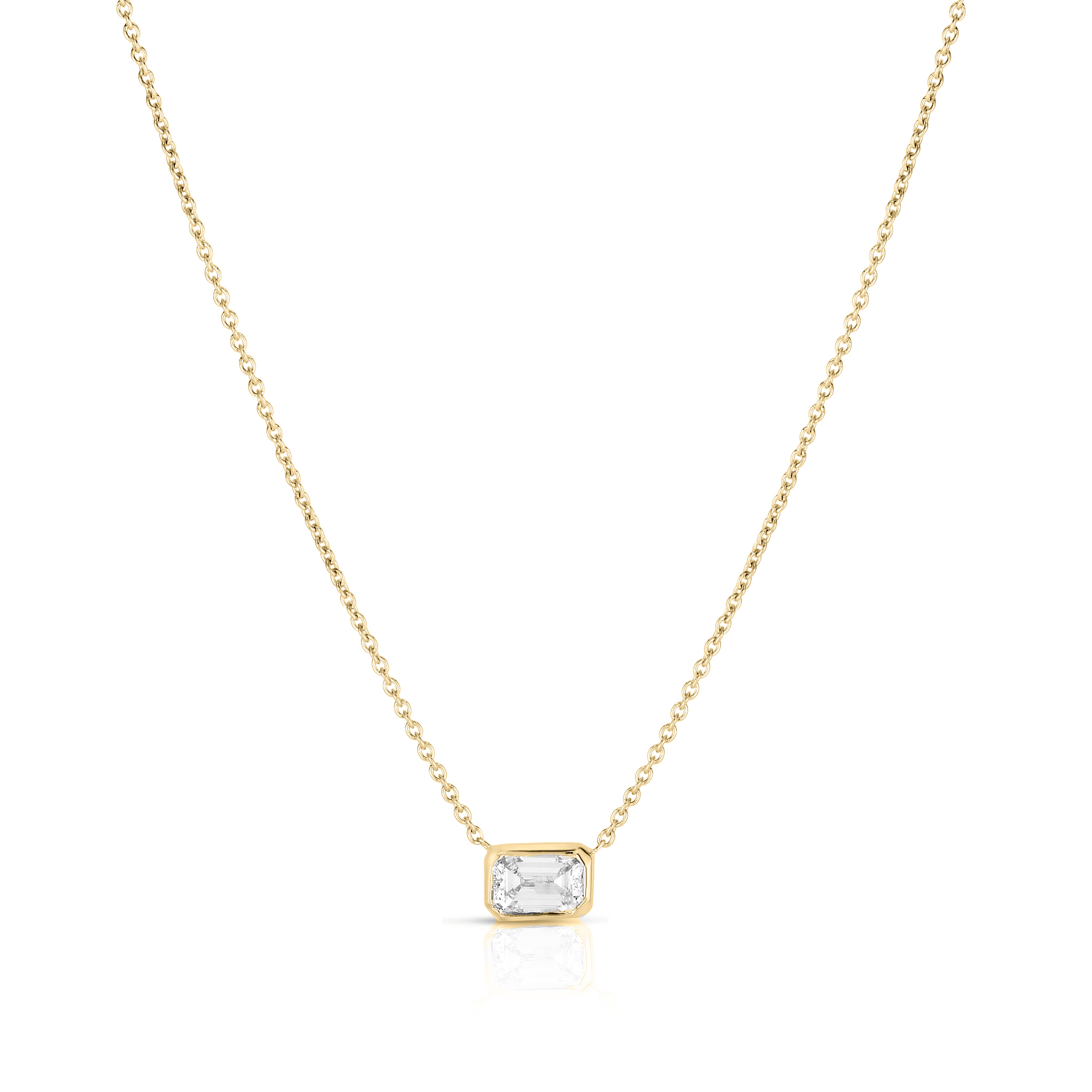 18K YELLOW GOLD DIAMONDS BY THE INCH LARGE EMERALD CUT NECKLACE