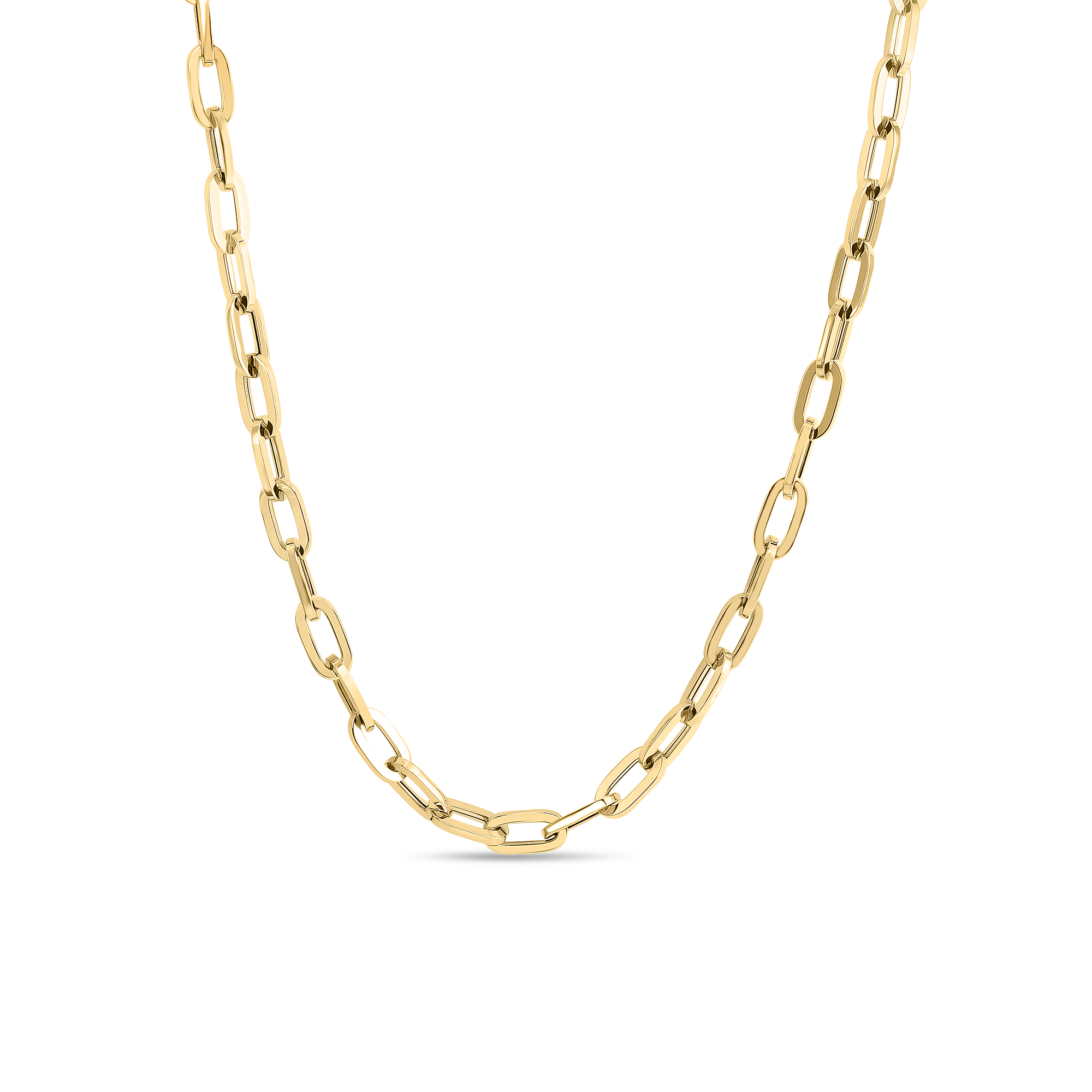 18K YELLOW DESIGNER GOLD HEAVY GAUGE PAPERCLIP LINK NECKLACE