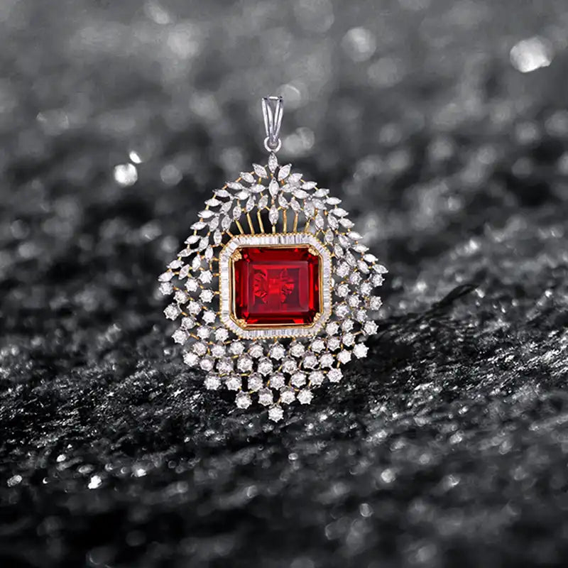 Ruby Diamond Pendant in 18K Gold