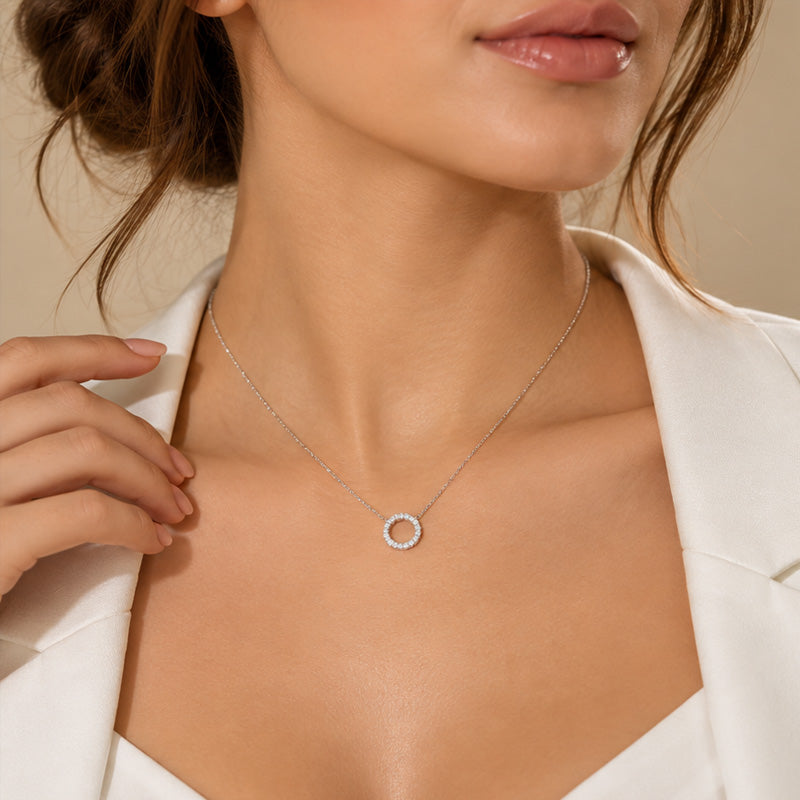 Modest Round Diamond Pendant Necklace