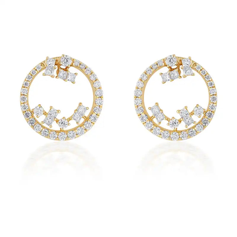 18K Gold Diamond Pendant Set, round