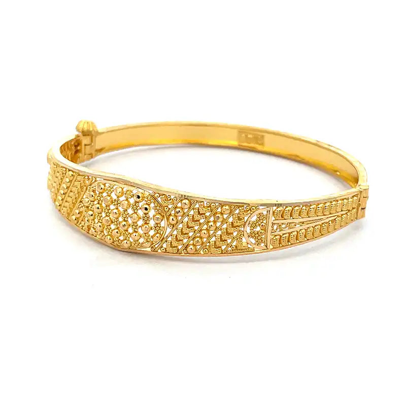 Elegant 22K Yellow Gold Free Size Kada Bangle with Side Screw Opening for Easy Wear
