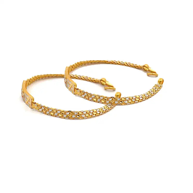 Beautiful 22K Gold Om Bar Bracelet pair for Baby 5.5 Inch Unisex