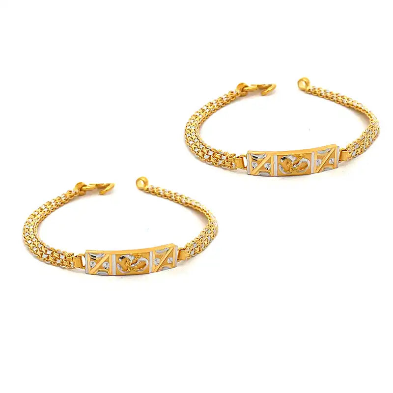 Beautiful 22K Gold Om Bar Bracelet pair for Baby 5.5 Inch Unisex