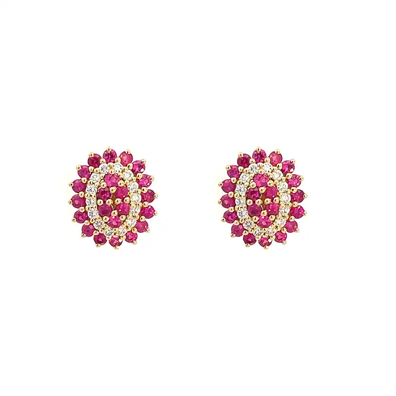 Oval Pendant Set Ruby, Diamond in 18K Gold