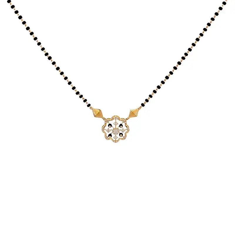 Yellow Gold Diamond Mangalsutra - Floral