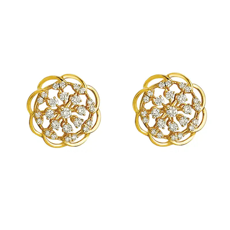 Blooming Flowers - Gold Diamond Pendant Set