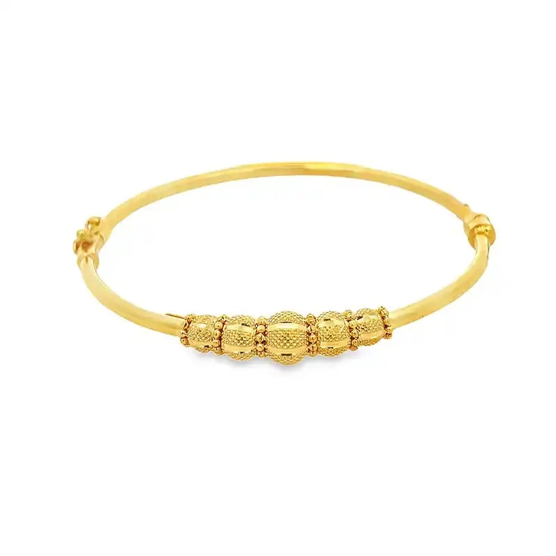 22K Yellow Gold Free Size Fashion Bangle Elegant Versatile Jewelry