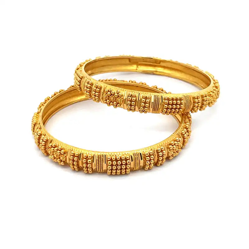 Elegant 22K Yellow Gold Bangle Set Size 2.4 for Women