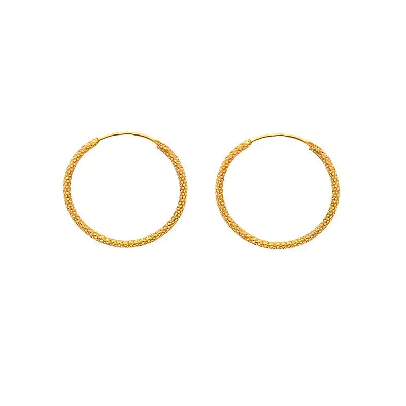 16mm diameter 22K yellow gold classic hoop earrings for women with elegant shine