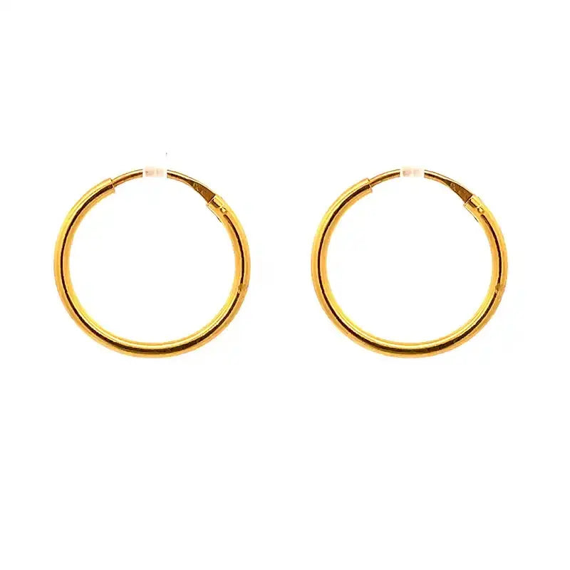 Simple 22K Yellow Gold Earrings - 33mm