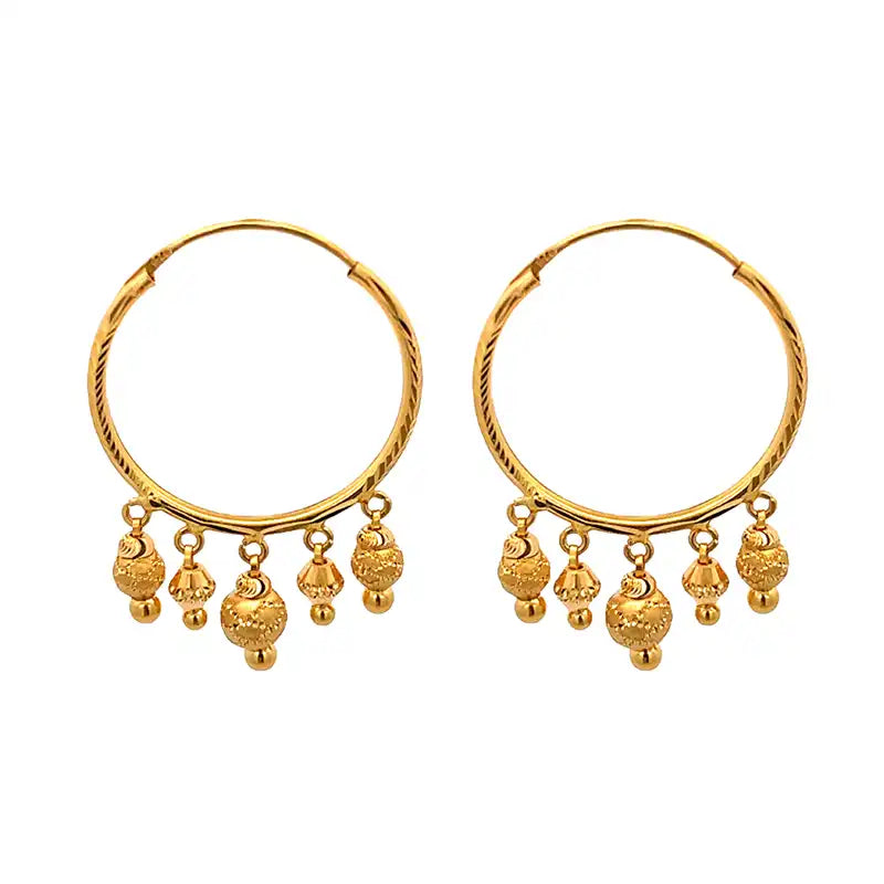 22K Yellow Gold Hoop Earrings - Diameter 23 mm