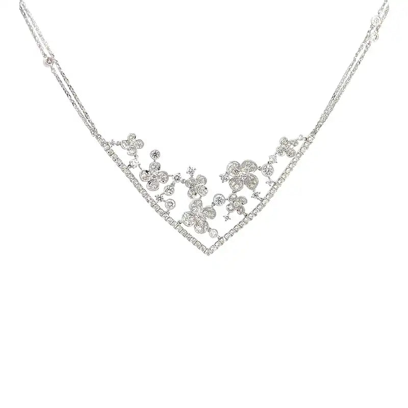 18K White Gold Diamond Necklace Set