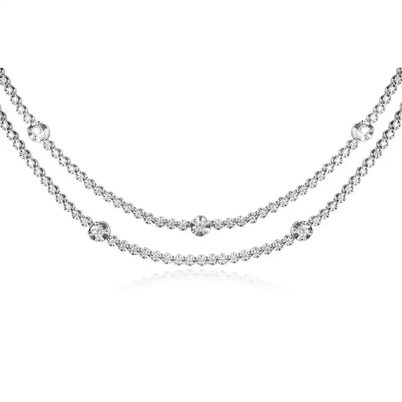 Two lines of 18K White Gold & Diamond Necklace Set