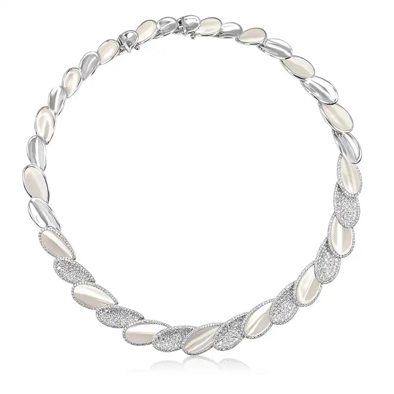 Diamond Mother of Pearl Necklace Set Diamond Mother of Pearl Necklace Set