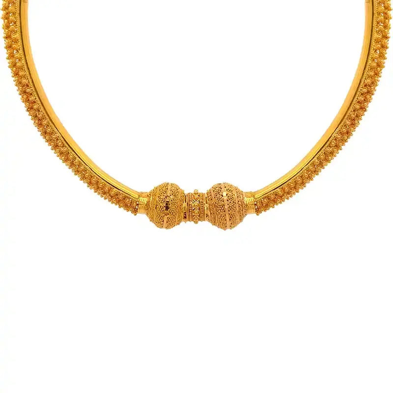 22K Gold Necklace Set with long Drop Earrings