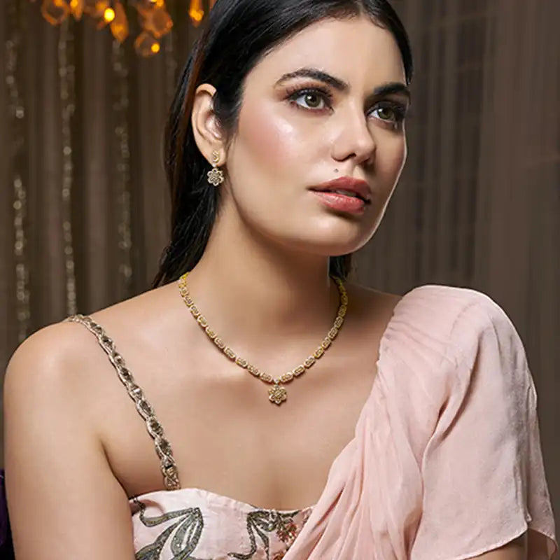 Floral Diamond Necklace & matching earrings