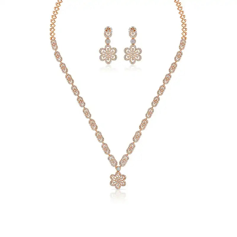 Floral Diamond Necklace & matching earrings