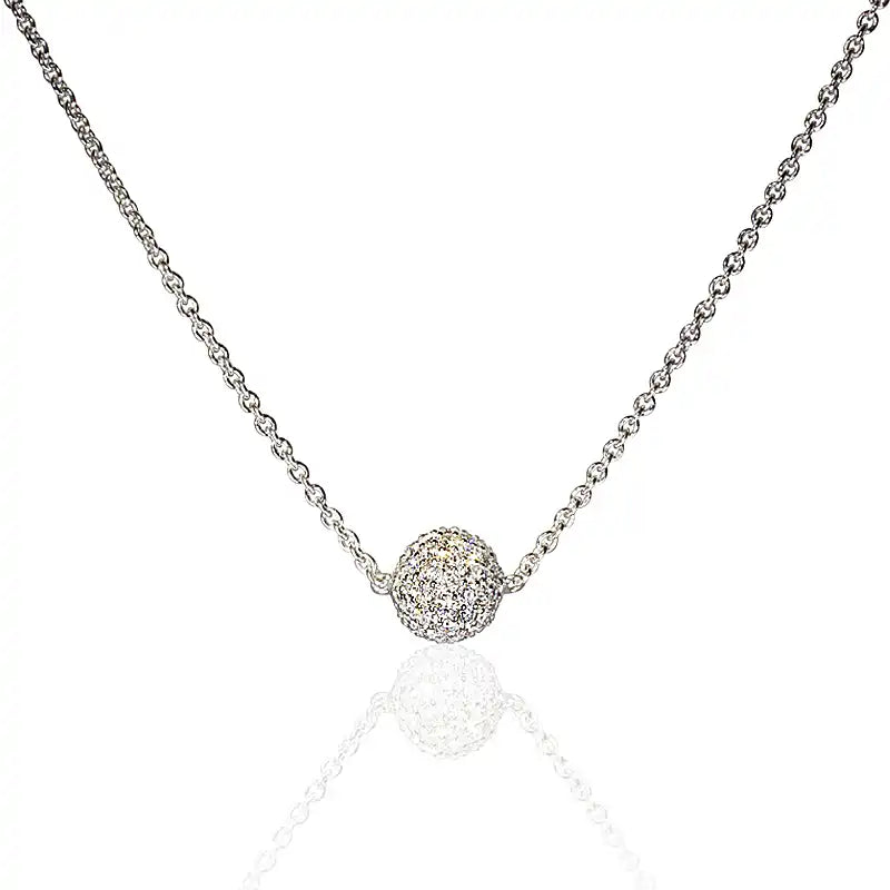 18K Gold Diamond Ball Pendant