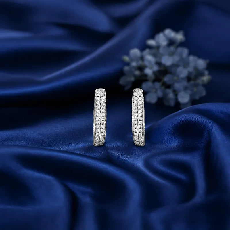 18K Gold Diamond Huggies Earring - 0.6 inch
