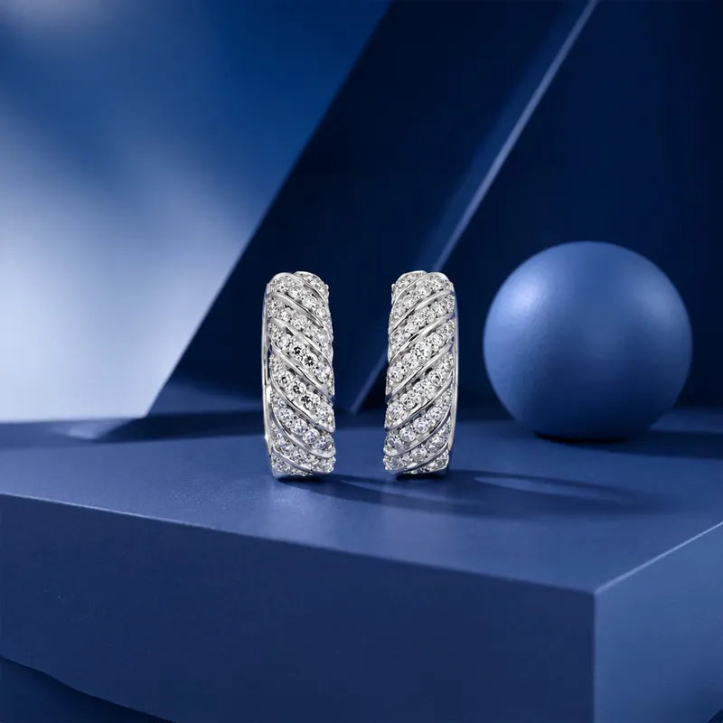 Gold Diamond Huggie Earrings - 0.50 inch
