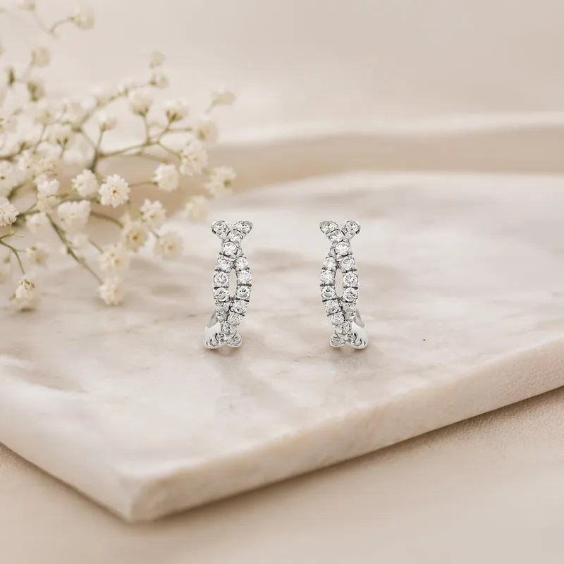 Minimalist White Gold Diamond Earrings