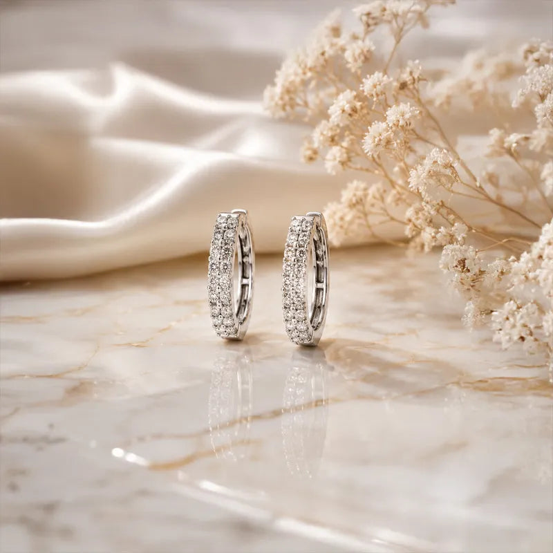 Gold Diamond Huggie Earrings - 0.60 inch