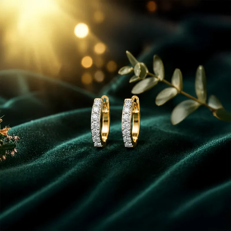 Elegant Gold Diamond Huggies Earrings