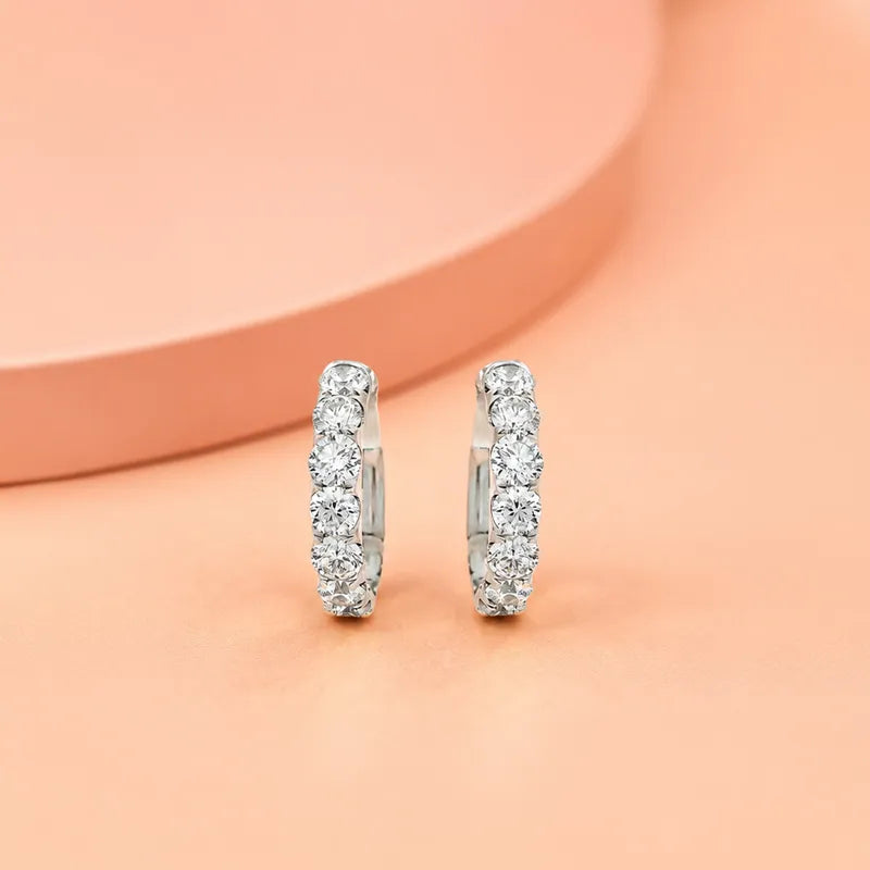 Round Diamond Huggie Earrings - 0.50  inch