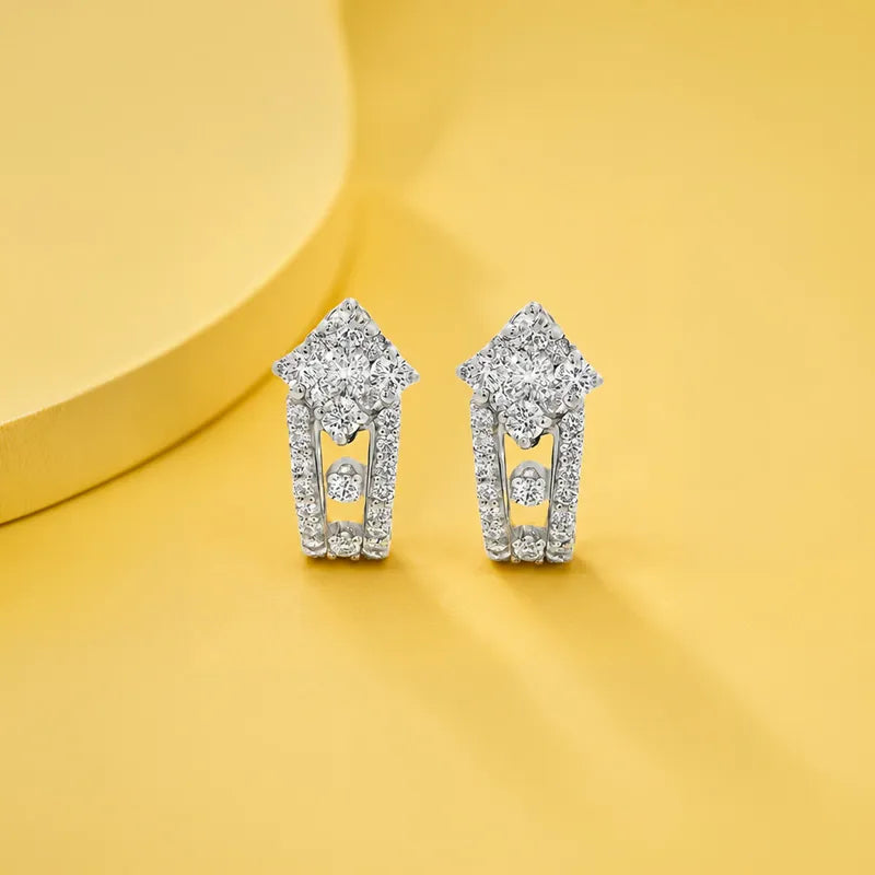 Gold Diamond Huggie Earrings - 0.60 inch