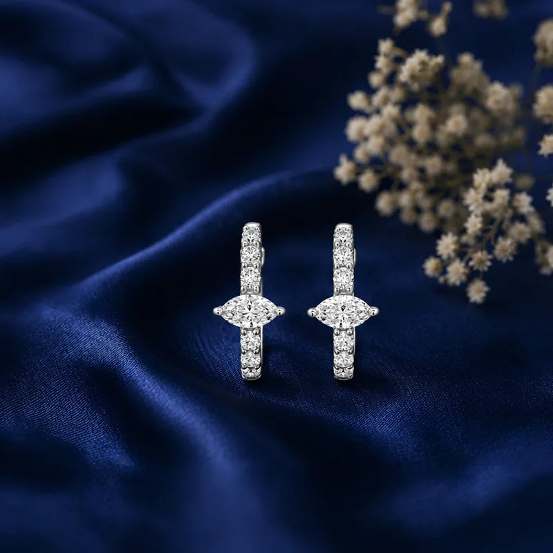 18K Yellow  Gold Diamond Huggies Earrings