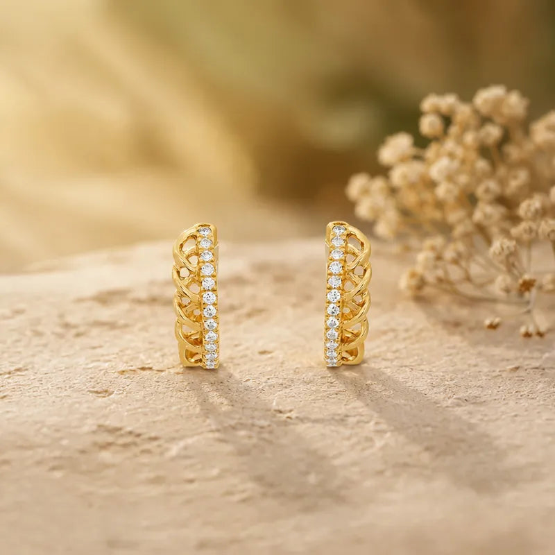 Mini Gold Diamond Huggies Earrings - 0.4 inch