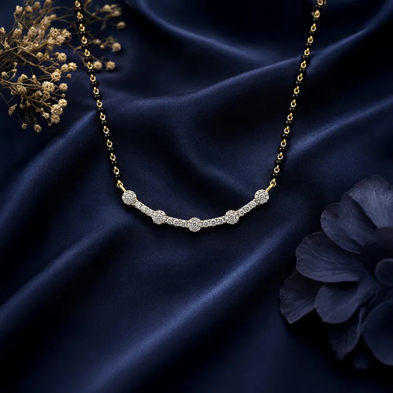 Elegant 18K Yellow Gold Diamond Mangalsutra Necklace for Everyday Wear