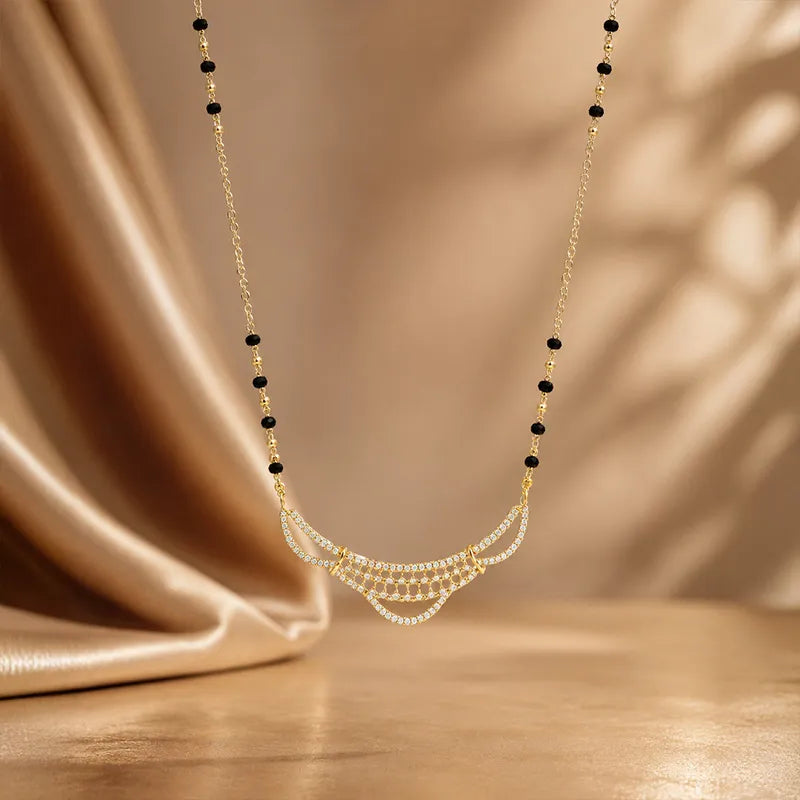Elegant 18K Yellow Gold Diamond Mangalsutra Necklace for a Beautiful Touch
