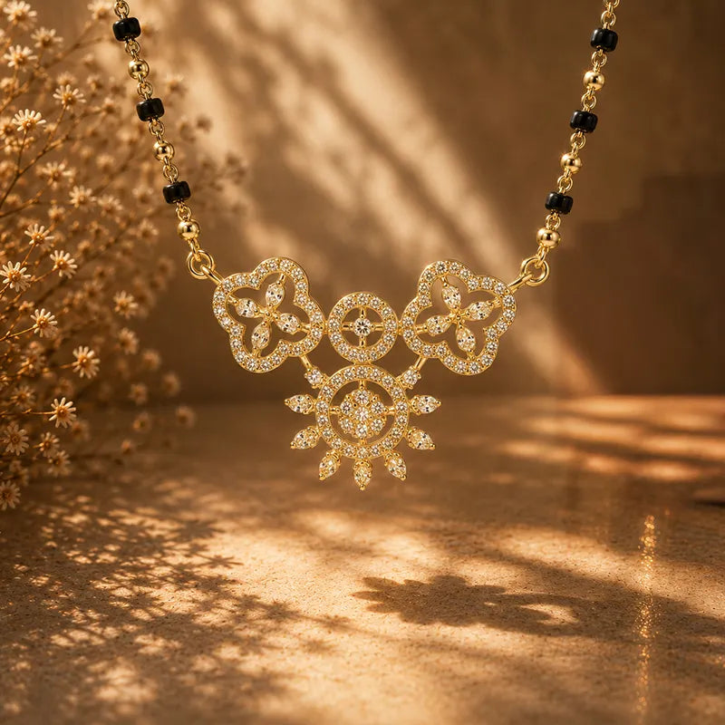 Floral 18K Yellow Gold Diamond Necklace for Everyday Sophistication and Special Occasions