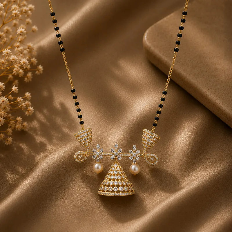 Elegant 18K Yellow Gold Diamond Mangalsutra Necklace for Timeless Appeal