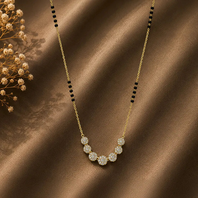 Modern Diamond Mangalsutra on 18K Yellow Gold