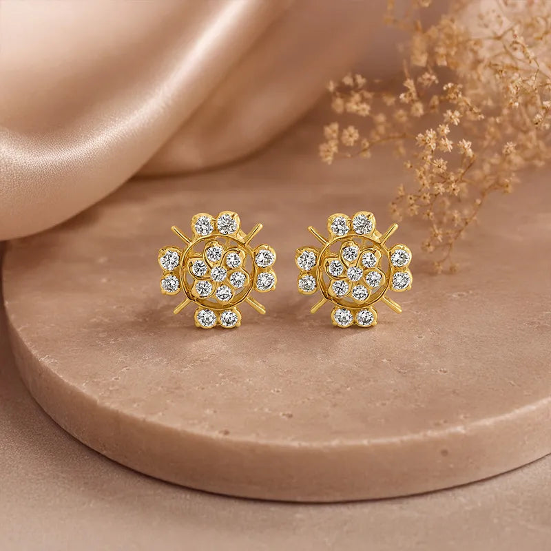 Elegant Gold Flower Earrings