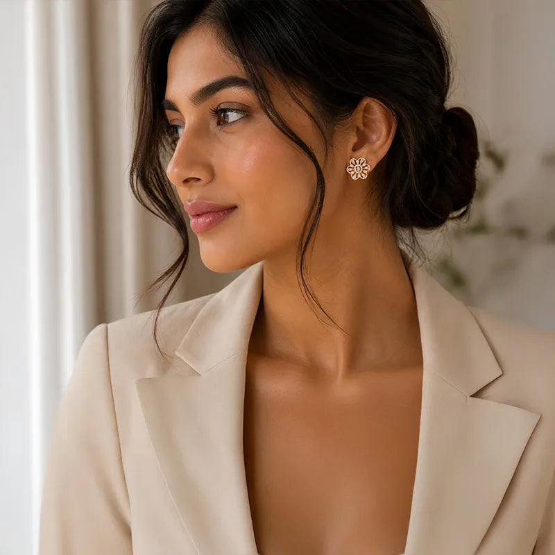 Yellow Gold Diamond Stud Earrings