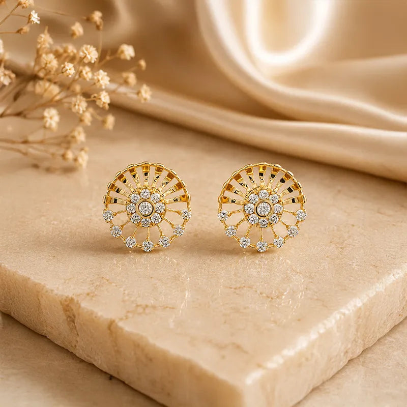 18K Gold Diamond Stud Earrings