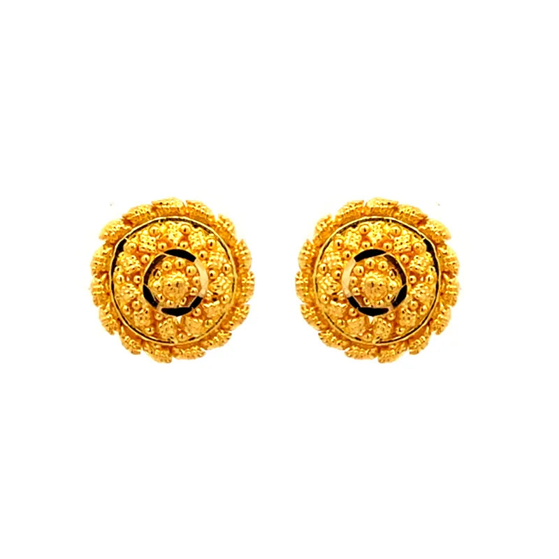 Elegant  Round 22K Gold Stud Earrings