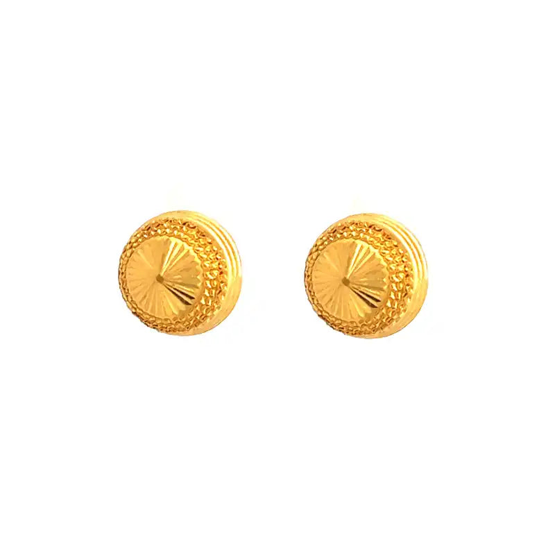 Classic Round 22K Gold Stud Earrings with clip back