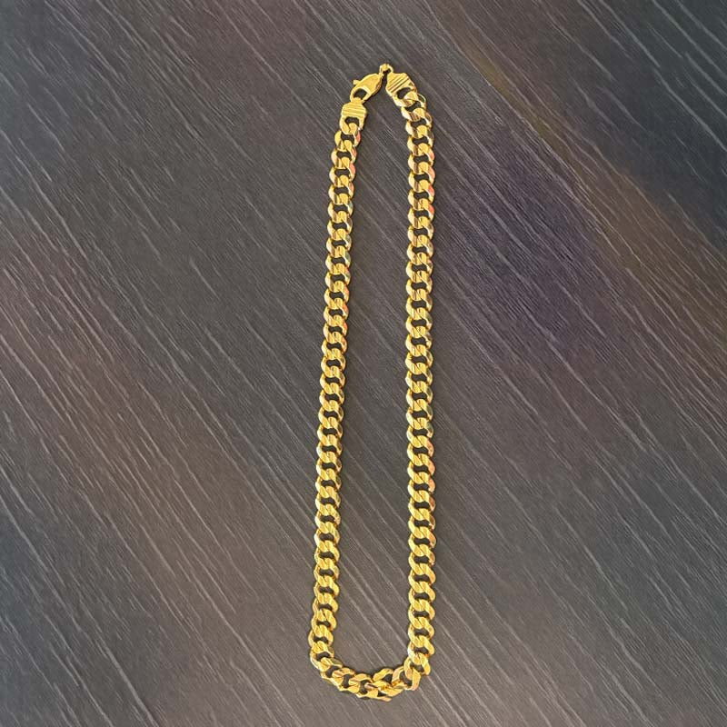 Elegant 22K Yellow Gold Cuban Chain Necklace 22 Inch for Men